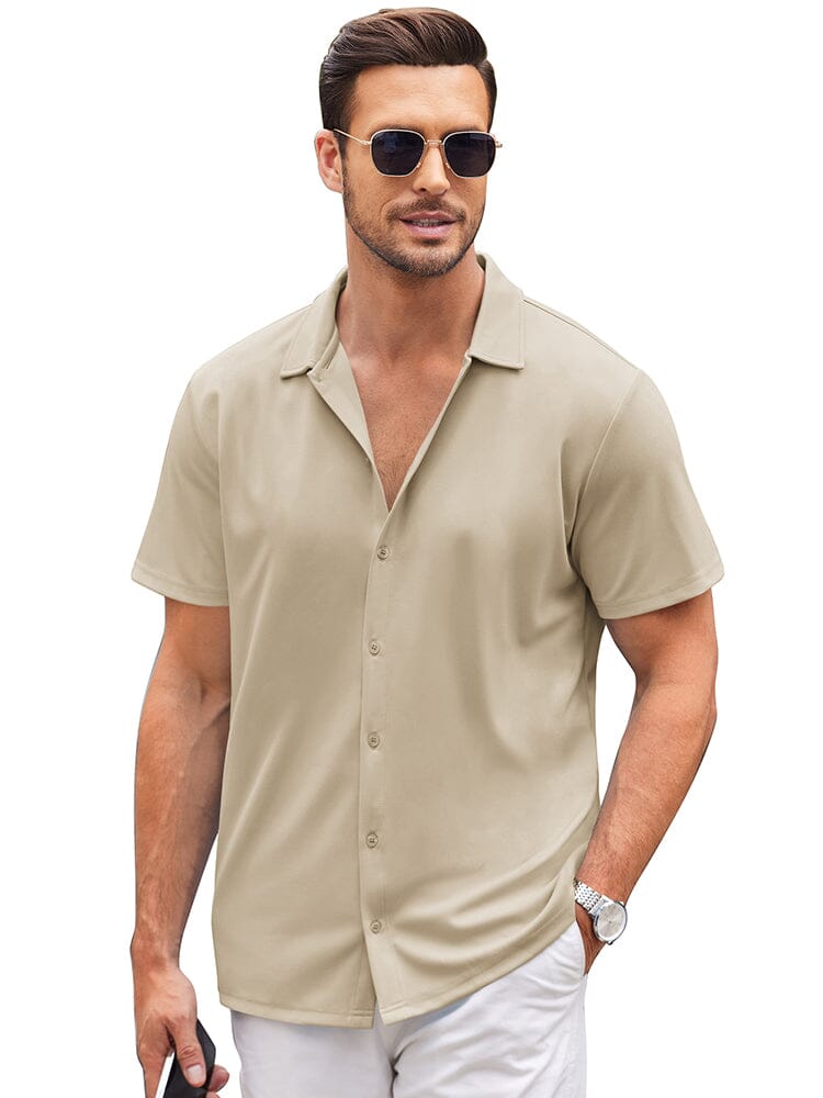 Casual Wrinkle Free Shirt (US Only) Shirts coofandy Light Khaki S 