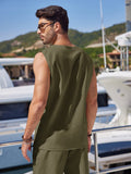 Casual 2 Piece Linen Drawstring Tank Top Sets (US Only) Sets coofandy 