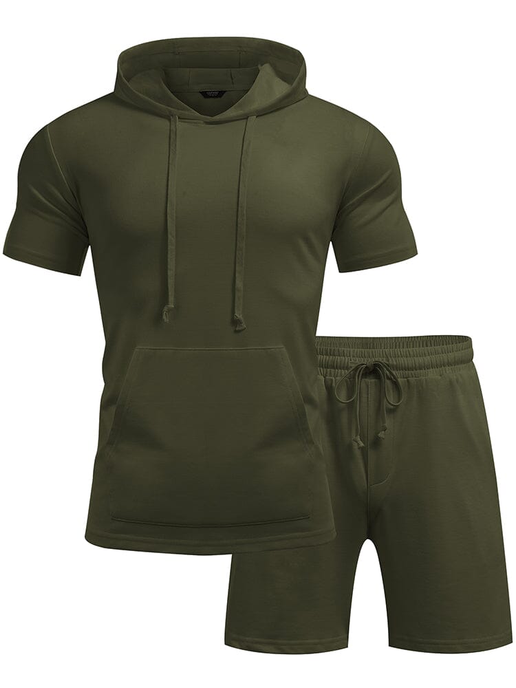 Loose Fit Hooded Sweatsuit Set (US Only) Sports Set coofandy 
