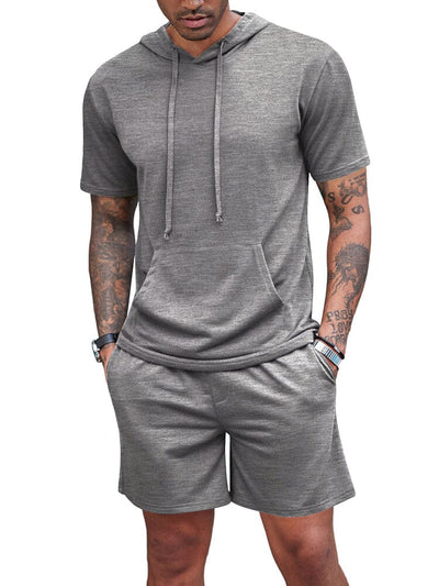 Loose Fit Hooded Sweatsuit Set (US Only) Sports Set coofandy Light Grey S 