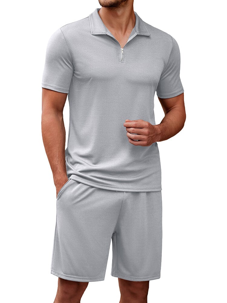 Clasic Casual Polo Shirt Set (US Only) Sets coofandy Light Grey S 