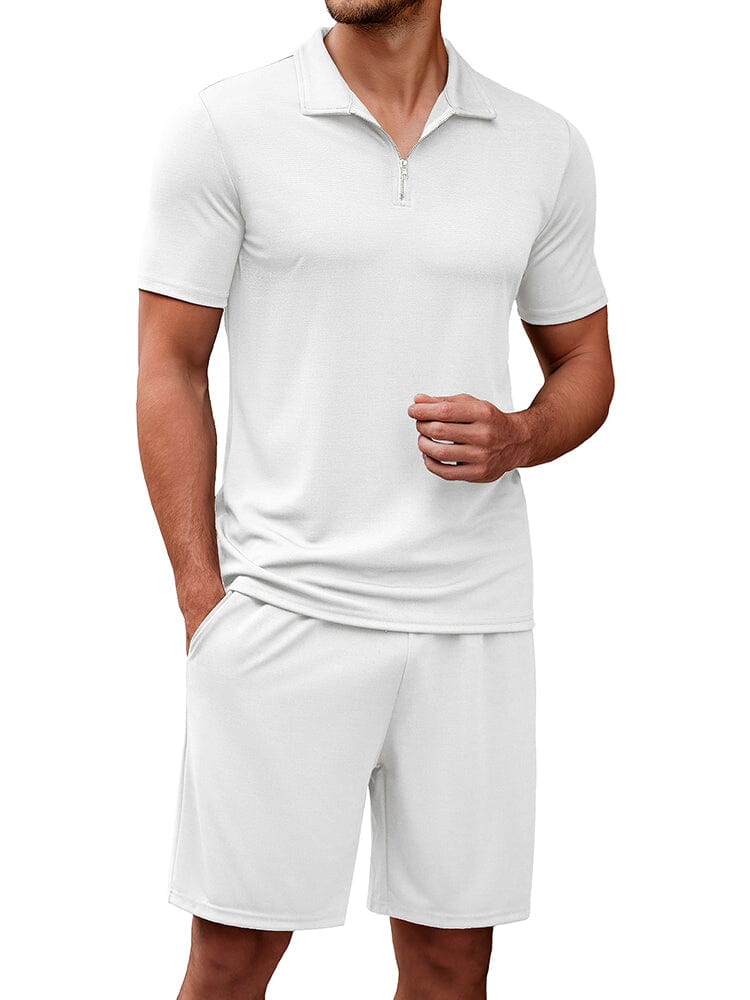 Clasic Casual Polo Shirt Set (US Only) Sets coofandy White S 