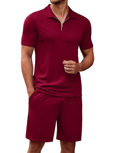 Clasic Casual Polo Shirt Set (US Only) Sets coofandy Wine Red S 