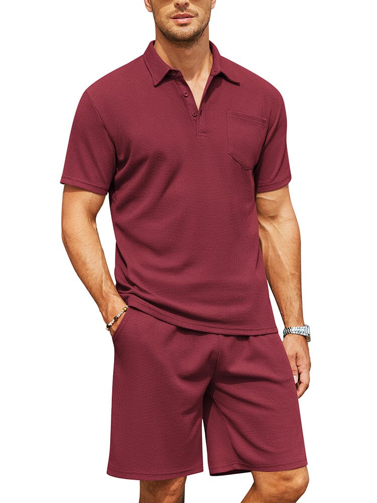 Cozy Waffle Polo Tracksuit Sets Perfect For Daily Wear COOFANDY cozy-waffle-polo-tracksuit-sets-perfect-for-daily-wear-coofandy