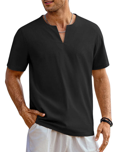 Casual Linen Style Henley Shirt (US Only) Shirts coofandy Black S 