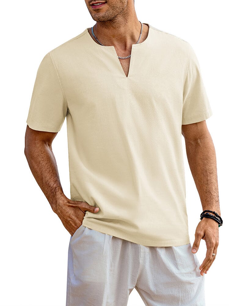 Casual Linen Style Henley Shirt (US Only) Shirts coofandy Cream S 