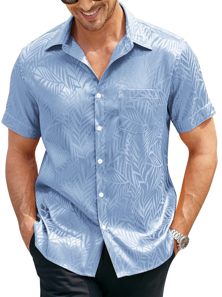 Silk Satin Jacquard Shirt (US Only) Shirts coofandy Light Blue S 