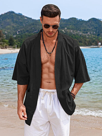 COOFANDY Mens Linen Beach Tee Shirts Cotton Hippie Shirts V Neck Long  Sleeve Tunic Big and Tall Yoga Shirt