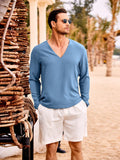 Casual Comfort V-Neck Beach Tops (US Only) Shirts coofandy Blue S 