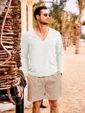 Casual Comfort V-Neck Beach Tops (US Only) Shirts coofandy White S 