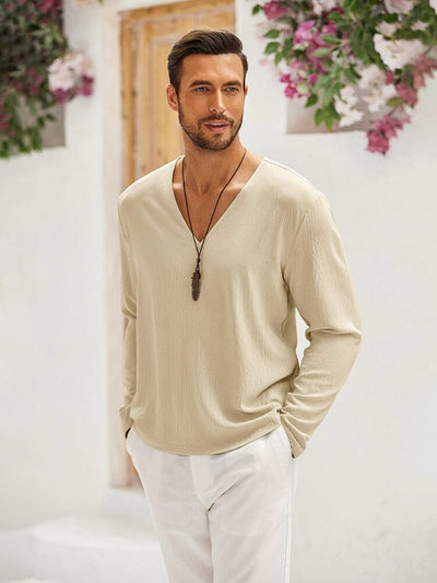 Casual Comfort V-Neck Beach Tops (US Only) Shirts coofandy 