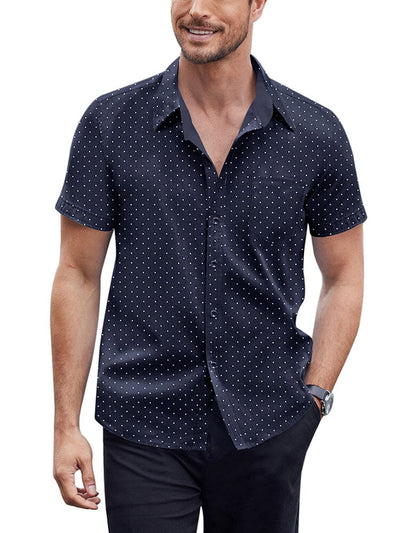 Soft Polka Dot Shirt (US Only) Shirts coofandy Navy Blue S 