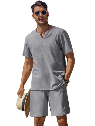 Soft Pure Cotton Shirt Set (US Only) Sets coofandy Grey S 