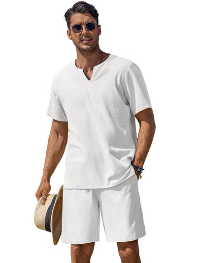 Soft Pure Cotton Shirt Set (US Only) Sets coofandy White S 