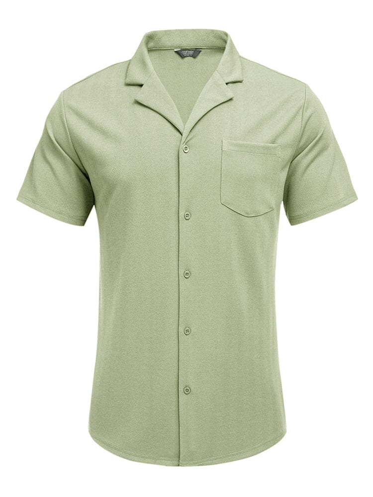 Leisure Wrinkle Free Cuban Shirt (US Only) Sets coofandy Green S 