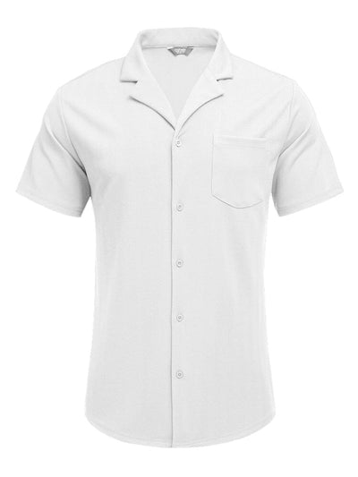 Leisure Wrinkle Free Cuban Shirt (US Only) Sets coofandy White S 