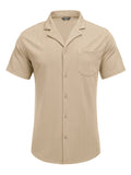 Leisure Wrinkle Free Cuban Shirt (US Only) Sets coofandy Khaki S 