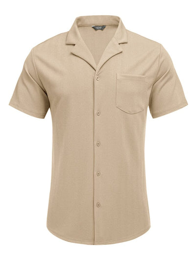 Leisure Wrinkle Free Cuban Shirt (US Only) Sets coofandy Khaki S 