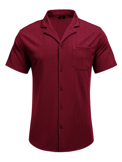 Leisure Wrinkle Free Cuban Shirt (US Only) Sets coofandy Red S 