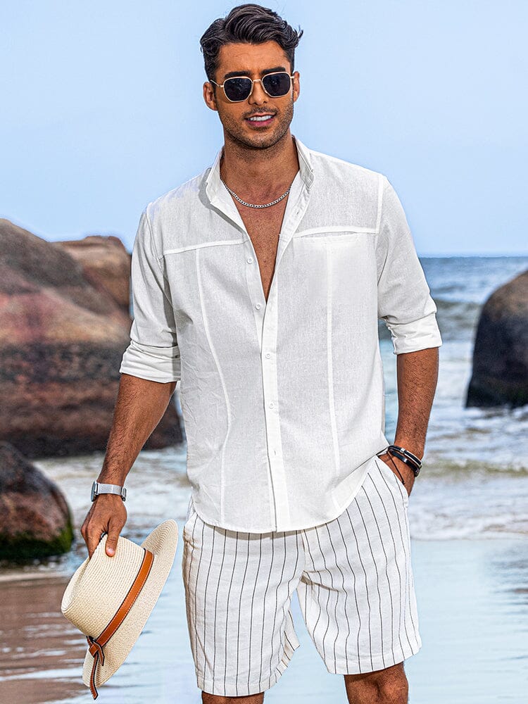 Casual Breathable Linen Shirts (US Only) Shirts coofandy White S 