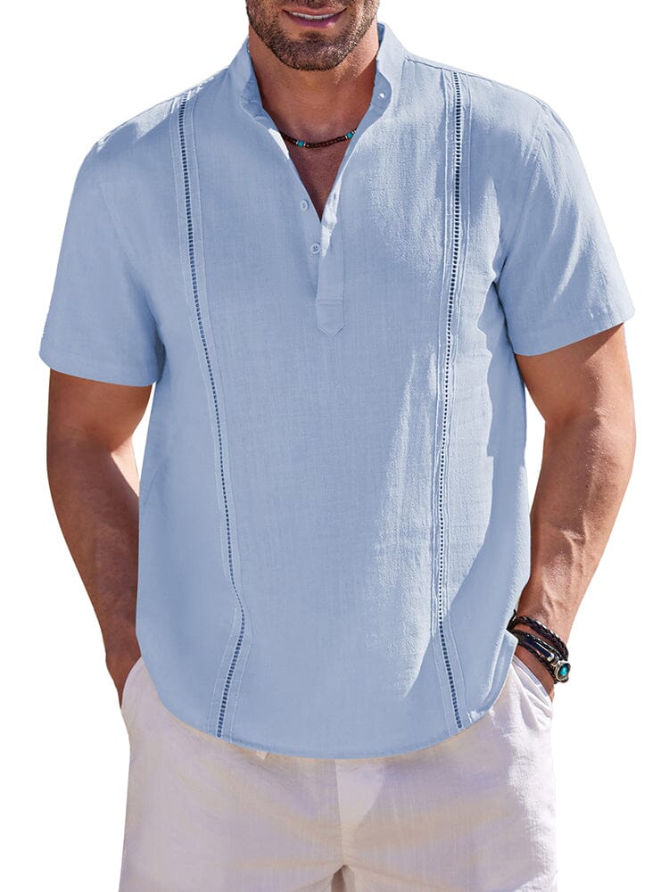 Casual Solid Cotton Henley Shirt (US Only) Shirts coofandy Blue S 