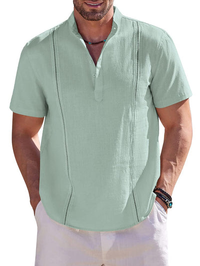 Casual Solid Cotton Henley Shirt (US Only) Shirts coofandy Green S 