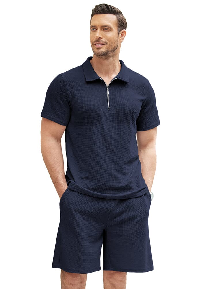 Casual 2 Piece Polo Set (US Only) Sets coofandy Navy Blue S 
