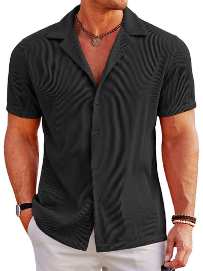 Breathable Pit Strip Laple Shirt (US Only) Shirts coofandy Black S 