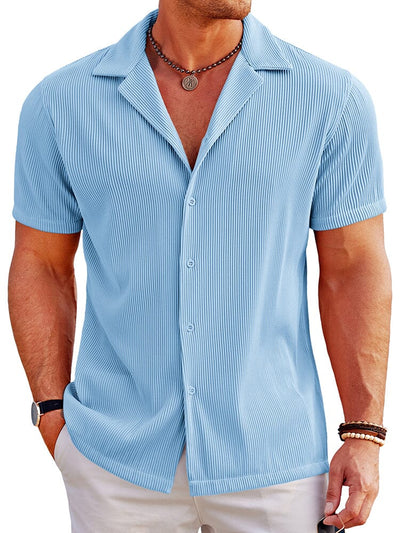 Breathable Pit Strip Laple Shirt (US Only) Shirts coofandy Blue S 