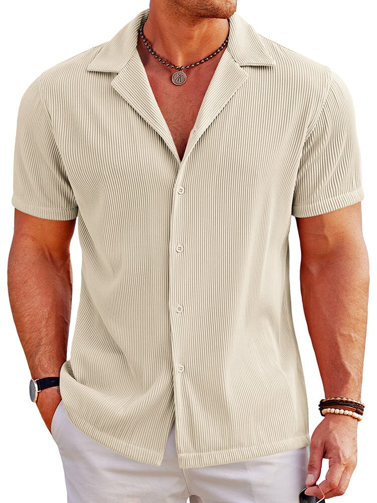 Breathable Pit Strip Laple Shirt (US Only) Shirts coofandy Beige S 