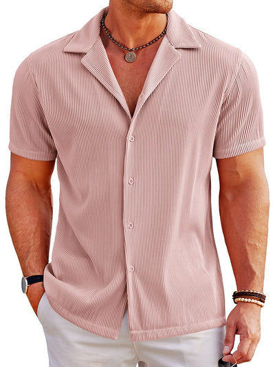 Breathable Pit Strip Laple Shirt (US Only) Shirts coofandy Pink S 