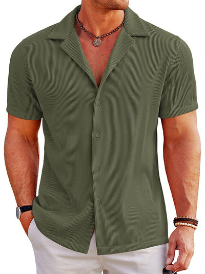 Breathable Pit Strip Laple Shirt (US Only) Shirts coofandy Green S 