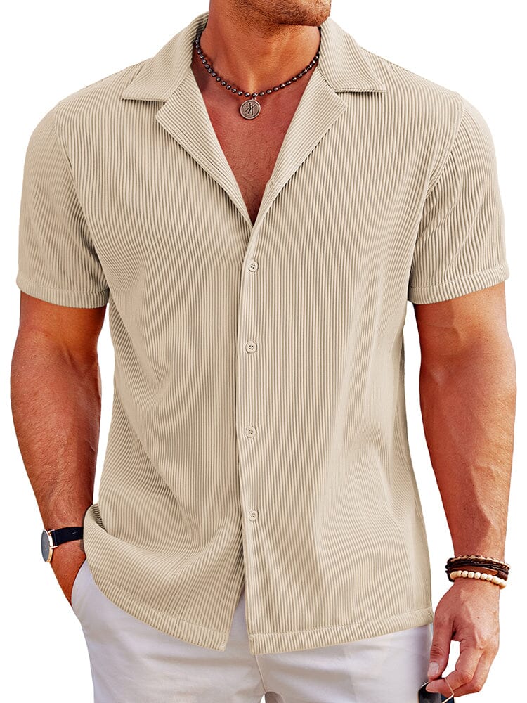Breathable Pit Strip Laple Shirt (US Only) Shirts coofandy Khaki S 