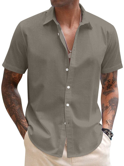 Casual Linen Blend Button Down Shirt (US Only) Shirts coofandy Grey S 