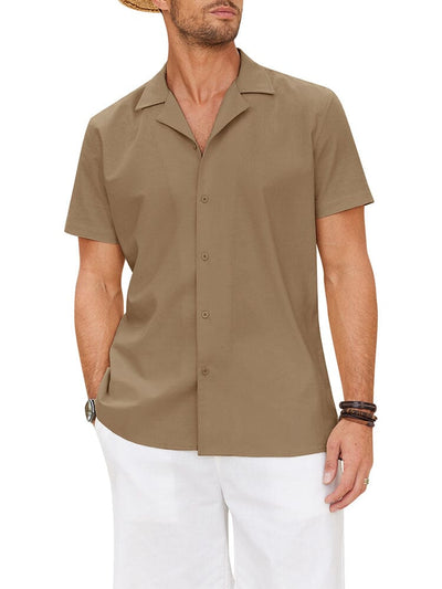 Cozy Linen Blend Lapel Shirt (US Only) Shirts coofandy Khaki S 