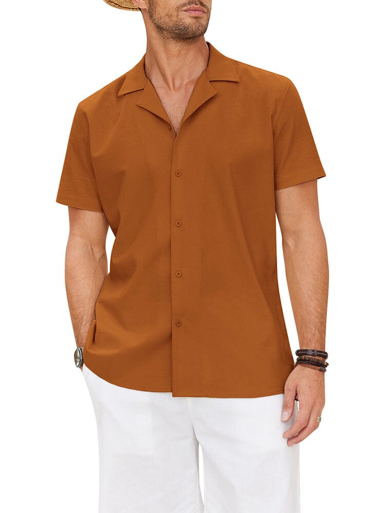 Cozy Linen Blend Lapel Shirt (US Only) Shirts coofandy Brown S 