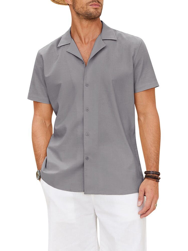Cozy Linen Blend Lapel Shirt (US Only) Shirts coofandy Light Grey S 