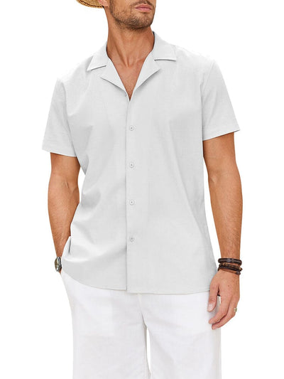 Cozy Linen Blend Lapel Shirt (US Only) Shirts coofandy White S 