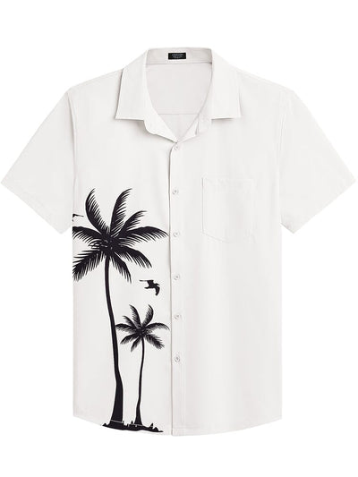 Stylish Hawaiian Floral Shirt (US Only) Shirts coofandy White - Palm Tree S 