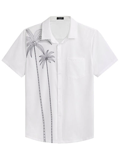 Stylish Hawaiian Floral Shirt (US Only) Shirts coofandy White - Coconut Tree S 