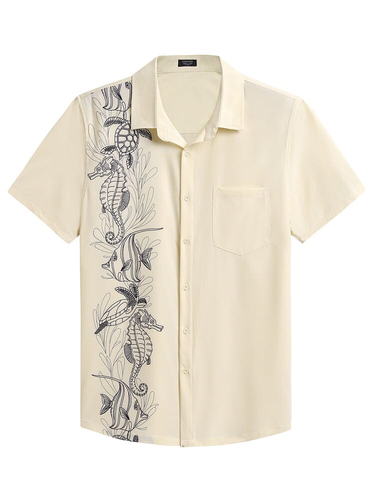 Stylish Hawaiian Floral Shirt (US Only) Shirts coofandy Beige - Animals & Plants S 