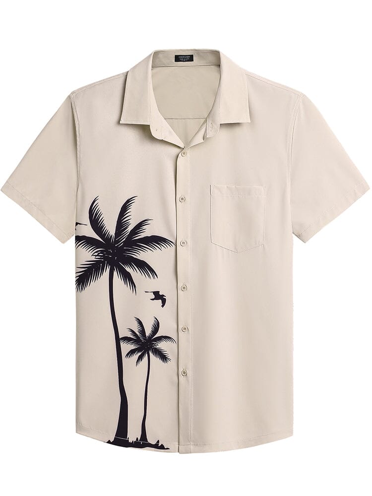 Stylish Hawaiian Floral Shirt (US Only) Shirts coofandy Beige - Palm Tree S 