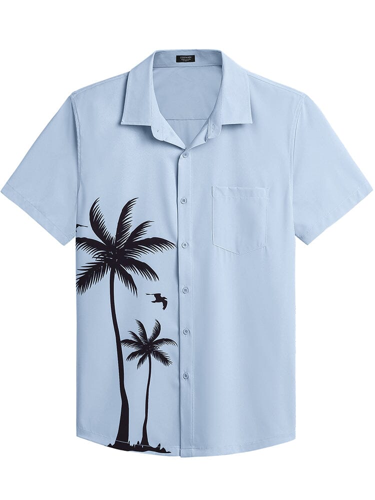 Stylish Hawaiian Floral Shirt (US Only) Shirts coofandy Blue - Palm Tree S 