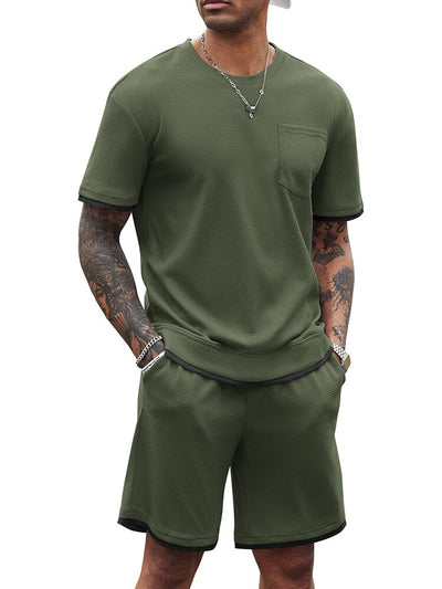 Athletic Gym Short Sleeve Sport Set (Us Only) Sports Set Coofandy's Olive Green S 