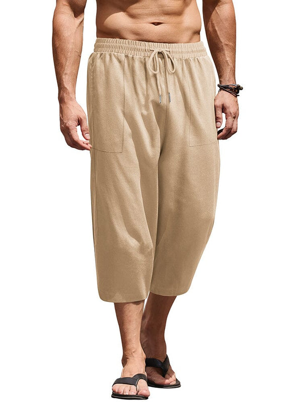 Casual Linen 3/4 Beach Yoga Shorts (US Only) Shorts coofandy Khaki S 