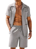 Casual Breathable Linen Shirt Sets (US Only) Sets coofandy Grey S 