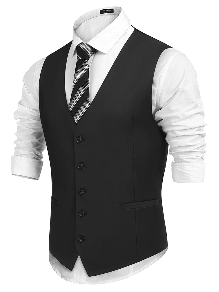 Casual Slim Fit Suit Vest (US Only) Vest coofandy Black S 
