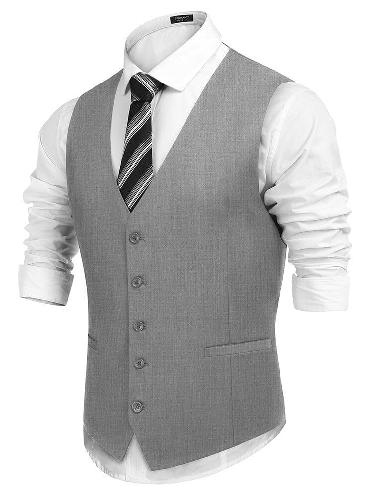 Casual Slim Fit Suit Vest (US Only) Vest coofandy Light Grey S 