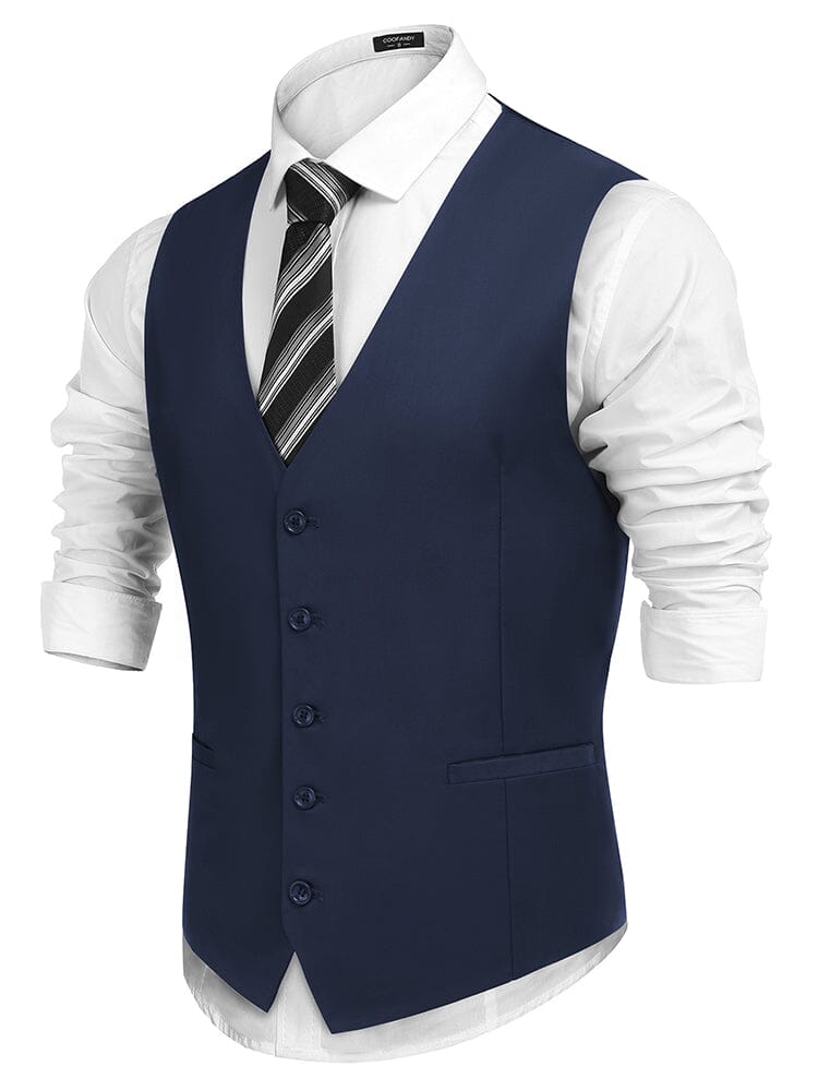 Casual Slim Fit Suit Vest (US Only) Vest coofandy Navy Blue S 
