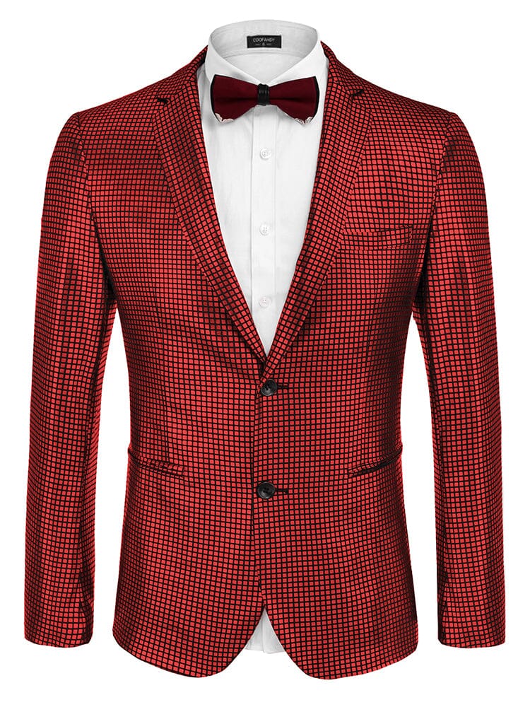 Stylish Metallic Blazer Jacket (US Only) Blazer coofandy Red S 